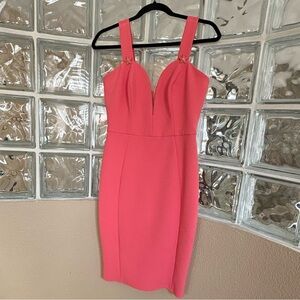 Gorgeous Elisabetta Franchi Peachy Pink Coral Midi Dress Mesh 6